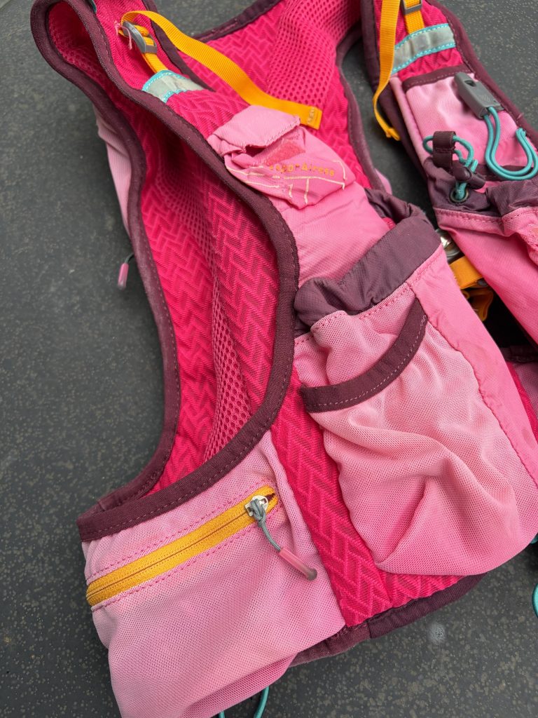A hydration pack used to demonstrate replacing a zipper.  Please give feedback on video.