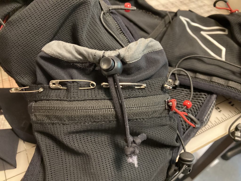 Adding the cinch top, it's pinned in. 