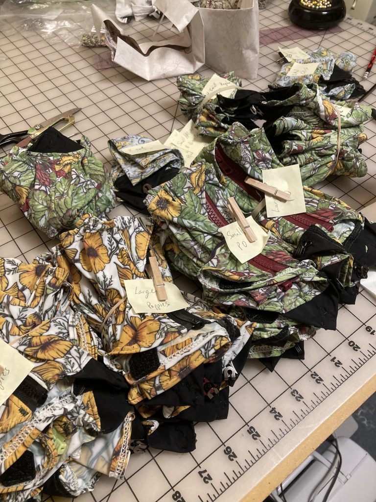 A stack of gaiters I have sewn