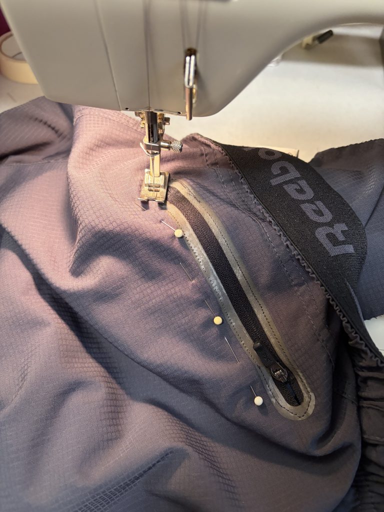 Stitching a ripped pocket on the sewing machine