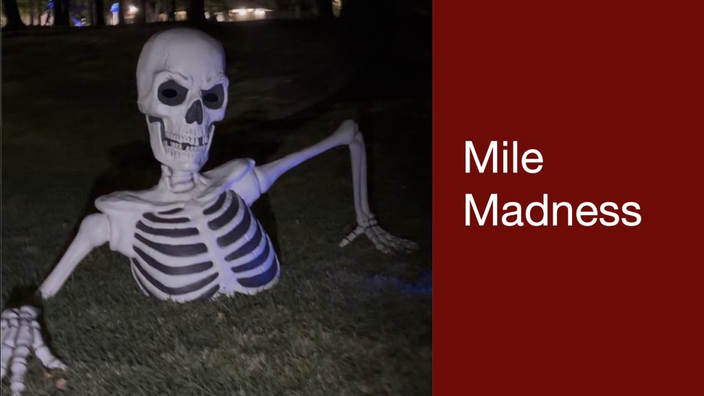The Thumbnail has a photo of a giant skeleton coming out of the ground, it was a decoration on the race course.